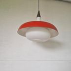 Vintage Opaline Design Hanglamp Rood Wit thumbnail 7