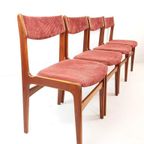 8 Vintage Deense Erik Buch Stoelen | Nieuw Gestoffeerd Roze thumbnail 23