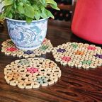 Vintage Pannenhouder/ Onderzetter Hout (Set Van 3) thumbnail 3