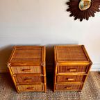 2 Rotan Nachtkastjes Vintage Jaten 70 thumbnail 4