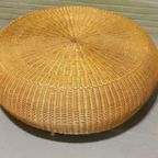 Vintage Boho Grote Riet Rotan Salontafel, Rond, D 120 Cm thumbnail 11