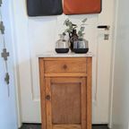 Vintage Kruk Met Patchwork Lederen Bekleding, Rond Krukje thumbnail 10