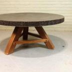 Vintage Brutalist Salontafel, Rond thumbnail 9