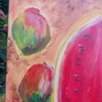 Origineel Schilderij Impressionistisch Met Watermeloen Met Ophangsysteem.. thumbnail 2