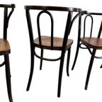 Vintage Bentwood Stoel Met Bloem Patroon Zitting (Thonet?) thumbnail 3