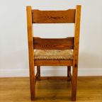 Set Van 4 Vintage Massief Grenenhouten Stoelen Met Biezen Zitting thumbnail 5