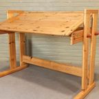 Vintage Grenen Design Kantelbaar Bureau Tekentafel thumbnail 6
