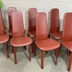 Set Van 8 Tuiglederen Cidue Italia Eetkamerstoelen - Italië Jaren 80 thumbnail 6