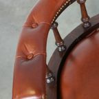 Grote Bruin Lederen Chesterfield Bureaustoel Met Mooie Details thumbnail 8