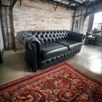 Stoere Zwarte Lederen Chesterfield Zetel / Canapé / Sofa thumbnail 7