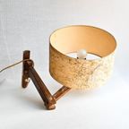 Vintage Knik Arm Lamp Met Stoffen Kap thumbnail 2