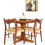 Ronde Massief Teak Deense 1x Verlengbare Eettafel 'kalundborg' Vintage thumbnail 3