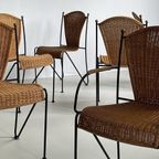Setprijs 5 Vintage Frederick Weinberg Rotan Ijzer Stoelen thumbnail 4
