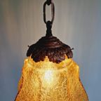 Art Deco Hanglamp In Amberkleurig Gebarsten Glas, 1920-30S thumbnail 11