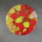 Art Deco Apart Amber Glazen Vaas Met Rood En Gele Accenten thumbnail 3