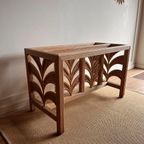 Rotan Bamboe Palm Leaf Tafel Of Bureau Basis Vintage thumbnail 5