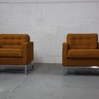 Pair Of Florence Knoll Lounge Chairs For Knoll International thumbnail 3