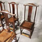 6 X Vintage Oriental Asian Chinese Brown Tallback Yokeback Side Chairs. 2 X Armchair / 4 X Withou thumbnail 8