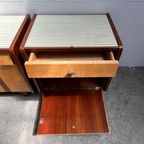 2x Vintage Nachtkastjes In Twee Soorten Hout(fineer), Streep thumbnail 4