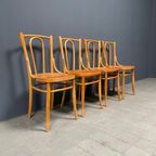 Set Van 4 Houten Bistro Stoelen Met Sierlijke Zittingen thumbnail 4