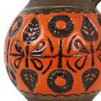Zeldzame Oranje Bolle Vaas West Germany Aardewerk Wekara 1850-18 thumbnail 6