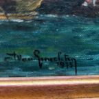 Jan Van Genechten “Gezicht Op De Oude Amsterdamse Haven”. thumbnail 6