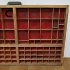 Brocante, Bruine Antieke Houten Letterbak, Wanddecoratie C thumbnail 2