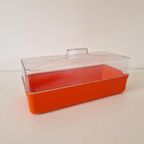 Vintage Brooddoos Oranje Retro Kunststof Broodtrommel thumbnail 4