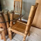 Vintage Boho Bamboe Eetkamerset - Eettafel Met Stoelen thumbnail 6