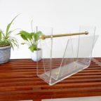 Retro Vintage Lectuurbak Jaren80 Kunststof Plexiglas Messing thumbnail 3