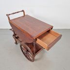 Vintage Spindle Bar Cart Hout Trolley 1970 Italië Side Table thumbnail 3