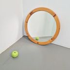 Vintage Pine Wood Ronde Spiegel Scandinavisch ’70 Retro thumbnail 6