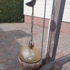 Vintage - Hanglamp - Glazen Hanglamp - Okergeel - Kralenrand thumbnail 2