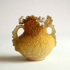 Victorian Glass Peach Sunrise Coralene Vase, Late 19Th Century. thumbnail 9