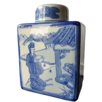 Porseleinen Thee Bewaar Pot Met Dop Blauw Wit thumbnail 3