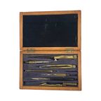 Antique - Writing Compass - Brass In Wooden Box thumbnail 2