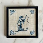 4x Dlefsblauwe Tegel Als Burduurwerk thumbnail 4