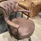 Showroommodel: Stoere Industriële Chesterfield Bureaustoel Vintage Bruin Captainchair thumbnail 6