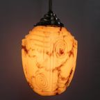 Art Deco Hanglamp Met Gemarmerde Glazen Kap thumbnail 10