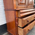 Heel Mooi Antiek Engels Mahonie Driedelig Kabinet, Met Planken En 3 Lades, 210 Cm Hoog thumbnail 9
