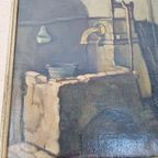 Vintage Kleurrijk Schilderij Stilleven In Houten Lijst ‘70 thumbnail 3
