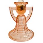Vintage Artdeco Val Saint Lambert Luxval Roze Kandelaar 1930’s thumbnail 2