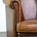 Unieke Vintage Schapenleren Clubfauteuil Met Een Uitzonderlijk Design thumbnail 10