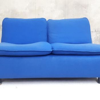 70'S Vintage Artifort Lounge Bank Blauw Bankje Design