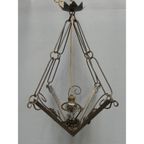 Art Deco Hanglamp Met 4 Gewolkte Glazen Platen thumbnail 4