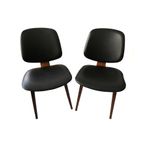 Set Van 4 Vintage Eetkamerstoelen Teakhout/Zwart Skai, Jaren '60 thumbnail 7