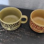 Vintage Soepkommen Groen Beige Japan 2X thumbnail 5