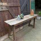 Prachtige Vintage Industrie Sidetable Tafel thumbnail 7