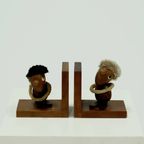 Danish Design Optimist And Pessimist Book Ends By Hans Bolling 1960s thumbnail 9