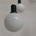 Cascade Hanglamp Met 5 Witte Glazen Bollen, Jaren 70 thumbnail 5